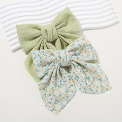 2PCS Floral Bowknot Hair Clip French Barrette Hair Accessories