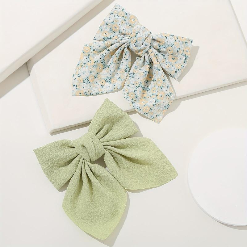2PCS Floral Bowknot Hair Clip French Barrette Hair Accessories