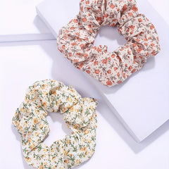 8pcs Floral Large Scrunchie Hair Rope Retro Flower Hair Accessories