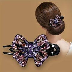 Vintage Rhinestone Butterfly Hair Claw Clip