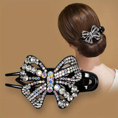 Vintage Rhinestone Butterfly Hair Claw Clip