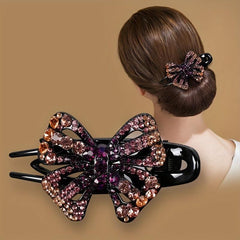 Vintage Rhinestone Butterfly Hair Claw Clip