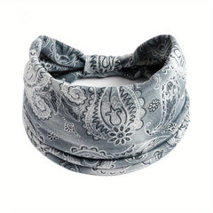 Boho Paisley Print Stretchy Headband Elastic Sports Sweatband