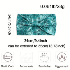 Boho Paisley Print Stretchy Headband Elastic Sports Sweatband