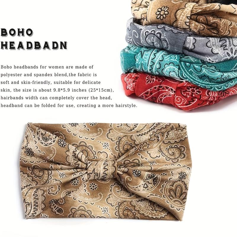Boho Paisley Print Stretchy Headband Elastic Sports Sweatband