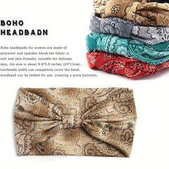 Boho Paisley Print Stretchy Headband Elastic Sports Sweatband