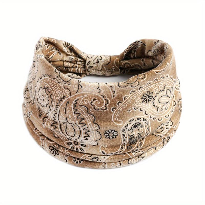 Boho Paisley Print Stretchy Headband Elastic Sports Sweatband