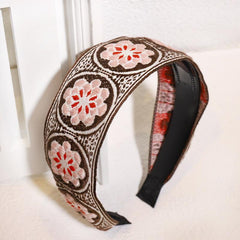 Boho Embroidery Headband Wide Hair Hoop