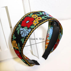 Boho Embroidery Headband Wide Hair Hoop
