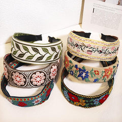 Boho Embroidery Headband Wide Hair Hoop