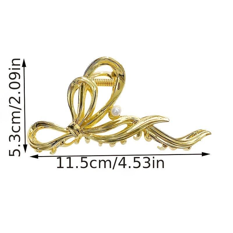Silvery Golden Bow Knot Hair Claw Clip Strong Grip Hair Jaw Clip