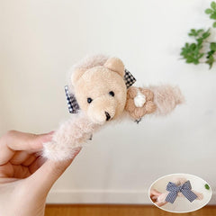 2pcs Plush Bear Hair Claw Clip Winter Headwear Hair Accessories