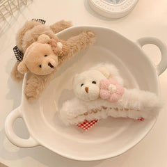 2pcs Plush Bear Hair Claw Clip Winter Headwear Hair Accessories
