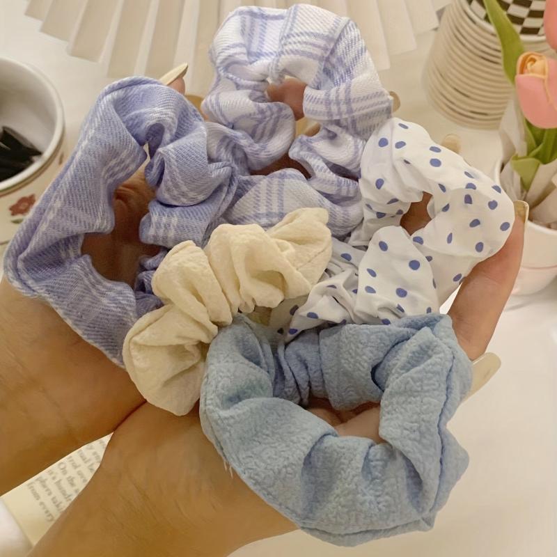 10pcs Large Scrunchies Crackle Floral Hair Tie for Girls And Women