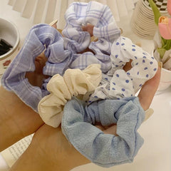 10pcs Large Scrunchies Crackle Floral Hair Tie for Girls And Women