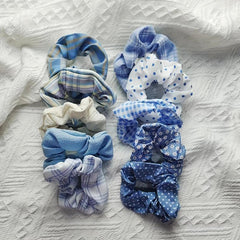 10pcs Large Scrunchies Crackle Floral Hair Tie for Girls And Women