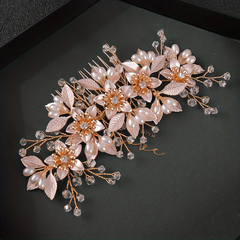Crystal Silver Pearl Bridal Comb Floral Wedding Rhinestone Pearl Comb