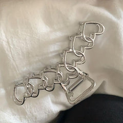 Heart Hair Claw Clip Silvery Non Slip Strong Hold Grip Hair Jaw Clip
