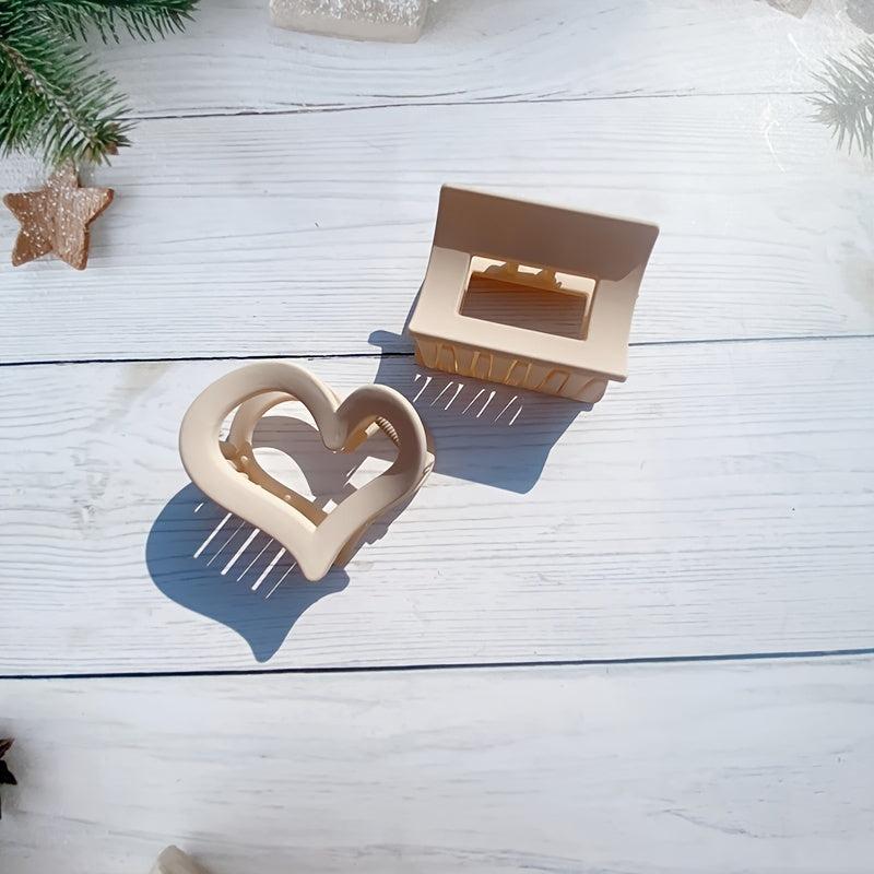 5pcs Heart Hair Claw Clips Matte Hair Catch Clips