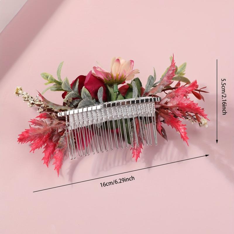 Rose Flower Metal Hair Comb for Summer Beach Vacation