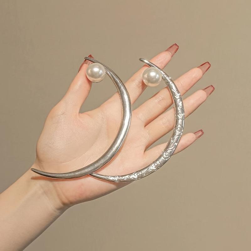 Moon Hairpin Flower Hair Pin Chignon Hair Clasp Girl Women Faux Pearl Hair Clip