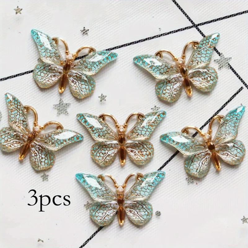 3pcs Butterfly Hair Clip Gradient Crackle Flaw Print Headwear