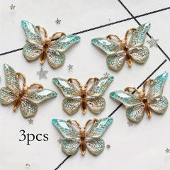 3pcs Butterfly Hair Clip Gradient Crackle Flaw Print Headwear