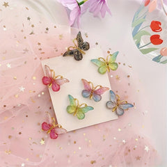 3pcs Butterfly Hair Clip Gradient Crackle Flaw Print Headwear
