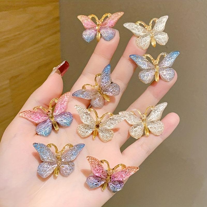 3pcs Butterfly Hair Clip Gradient Crackle Flaw Print Headwear