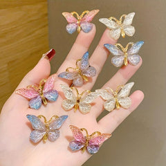 3pcs Butterfly Hair Clip Gradient Crackle Flaw Print Headwear