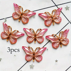 3pcs Butterfly Hair Clip Gradient Crackle Flaw Print Headwear