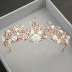 Crystal Floral Headband Princess Crown Hair Accessories for Women