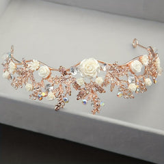 Crystal Floral Headband Princess Crown Hair Accessories for Women