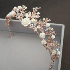 Crystal Floral Headband Princess Crown Hair Accessories for Women