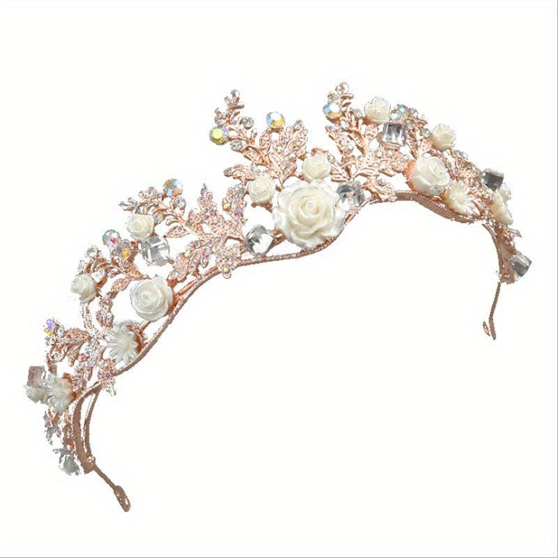 Crystal Floral Headband Princess Crown Hair Accessories for Women