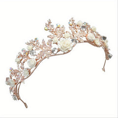 Crystal Floral Headband Princess Crown Hair Accessories for Women