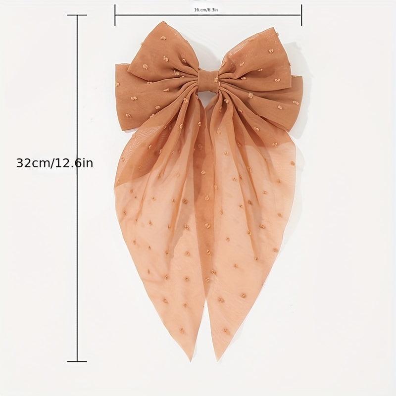 Dot Mesh Hairclip Embroidered Bow Knot Hairpin
