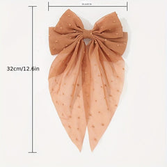 Dot Mesh Hairclip Embroidered Bow Knot Hairpin