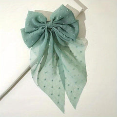 Dot Mesh Hairclip Embroidered Bow Knot Hairpin