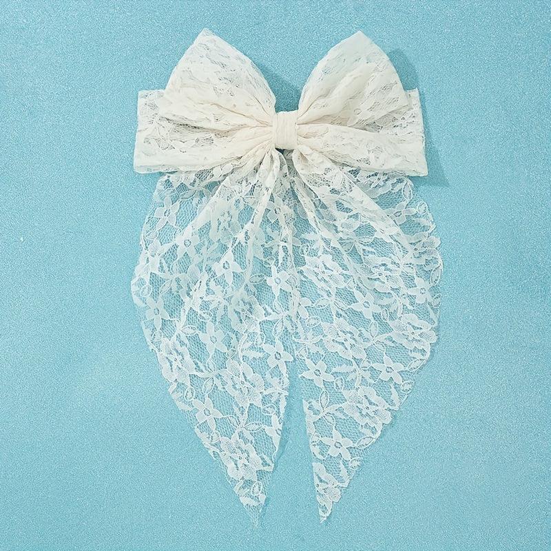 Dot Mesh Hairclip Embroidered Bow Knot Hairpin