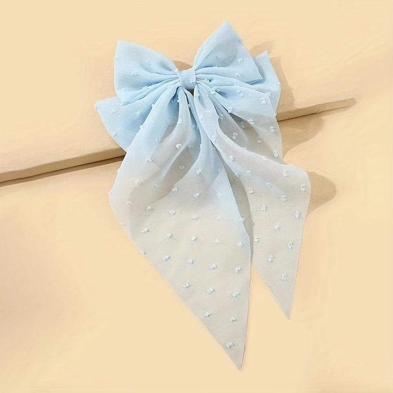 Dot Mesh Hairclip Embroidered Bow Knot Hairpin