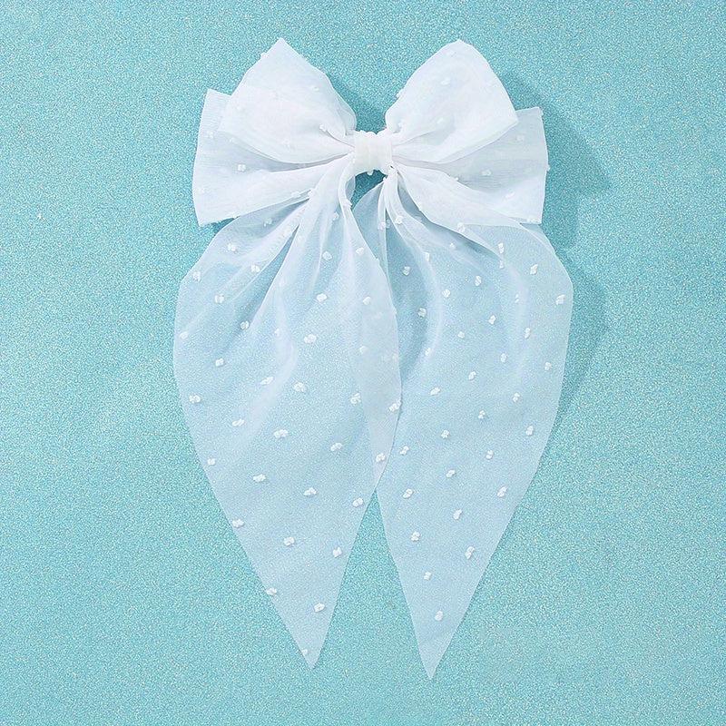 Dot Mesh Hairclip Embroidered Bow Knot Hairpin