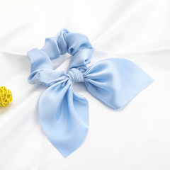 Solid Bow Scarf Scrunchies Hair Tie Satin Style Hair Rope Ponytail Holder