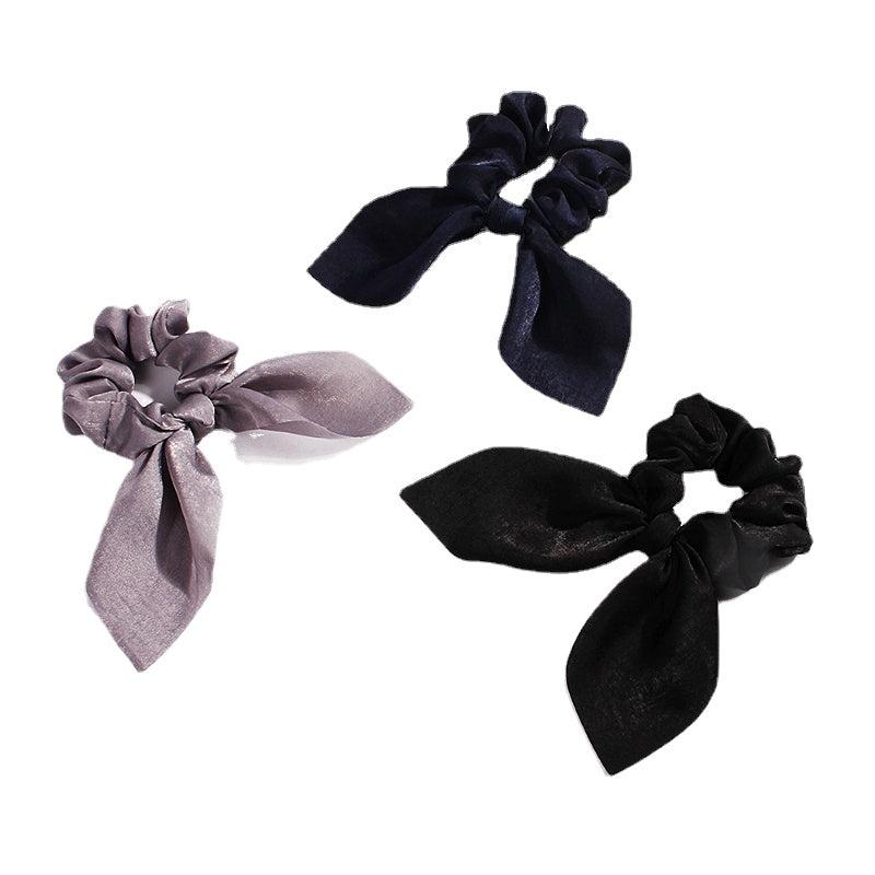 Solid Bow Scarf Scrunchies Hair Tie Satin Style Hair Rope Ponytail Holder
