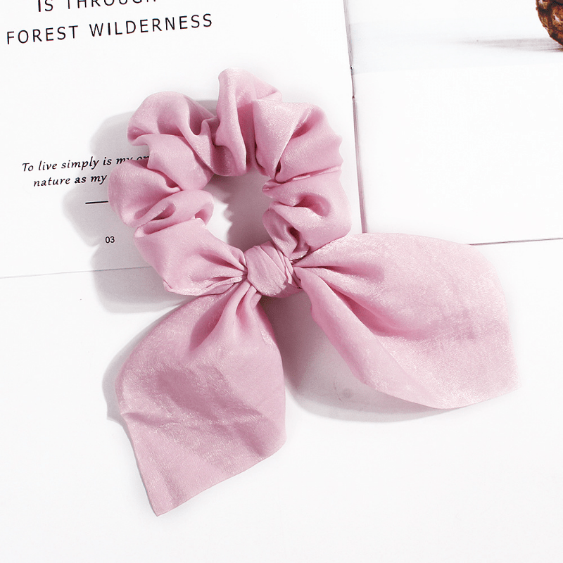 Solid Bow Scarf Scrunchies Hair Tie Satin Style Hair Rope Ponytail Holder