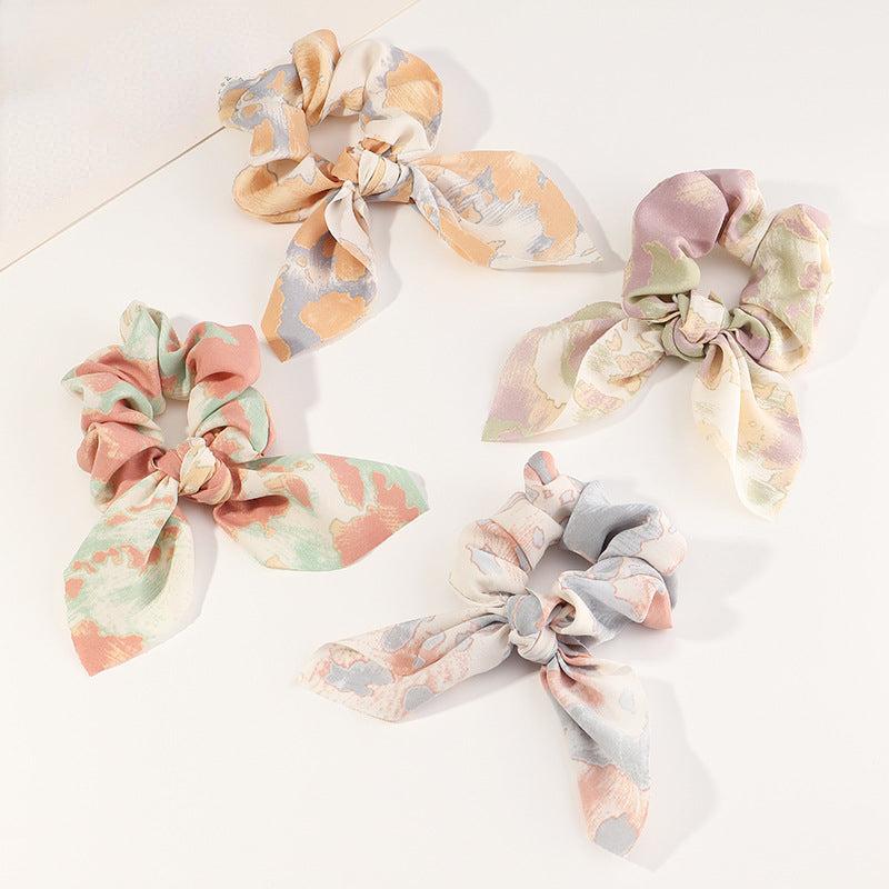1 Pc Colorful Style Scarf Scrunchies Hair Tie Hair Rope Bow Decor Headdress