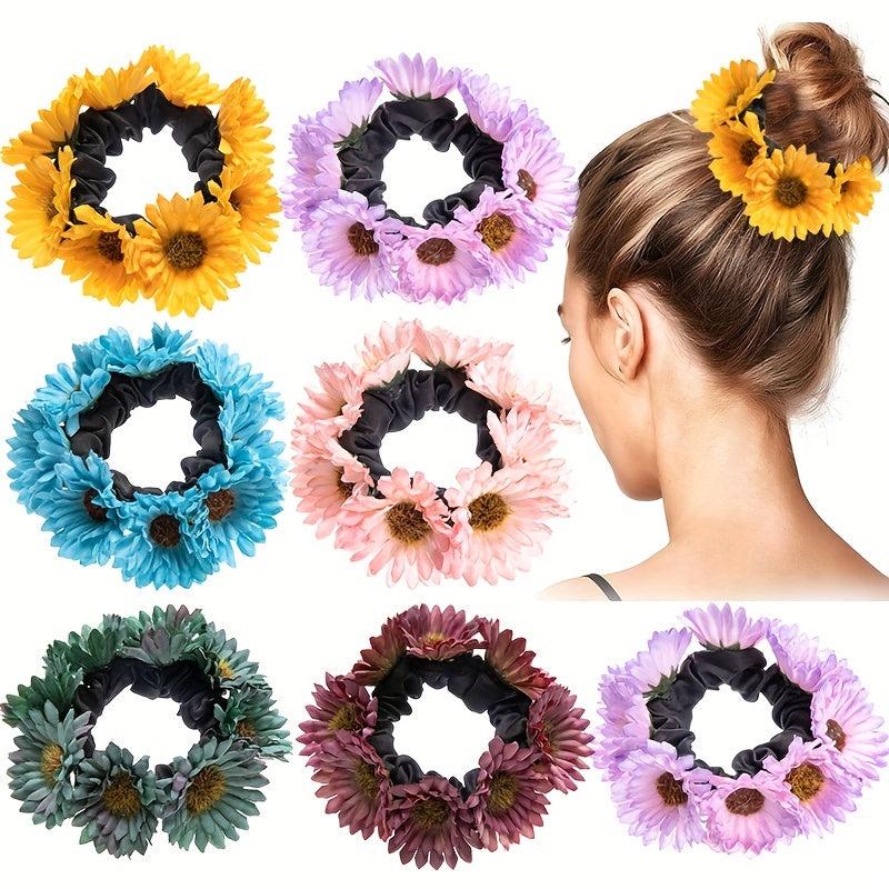 Boho Sunflower Hair Tie Elastic Hair Accessories