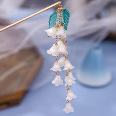 Vintage Chinese Style Hanfu Hairpin with Faux Pearl Flower Leaf