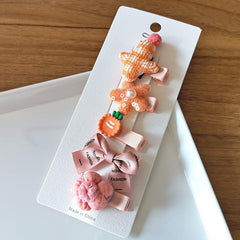 5pcs Cartoon Fruit Animal Flower Hairpin Set For Girls, Baby Bowk Hairpin Clips
