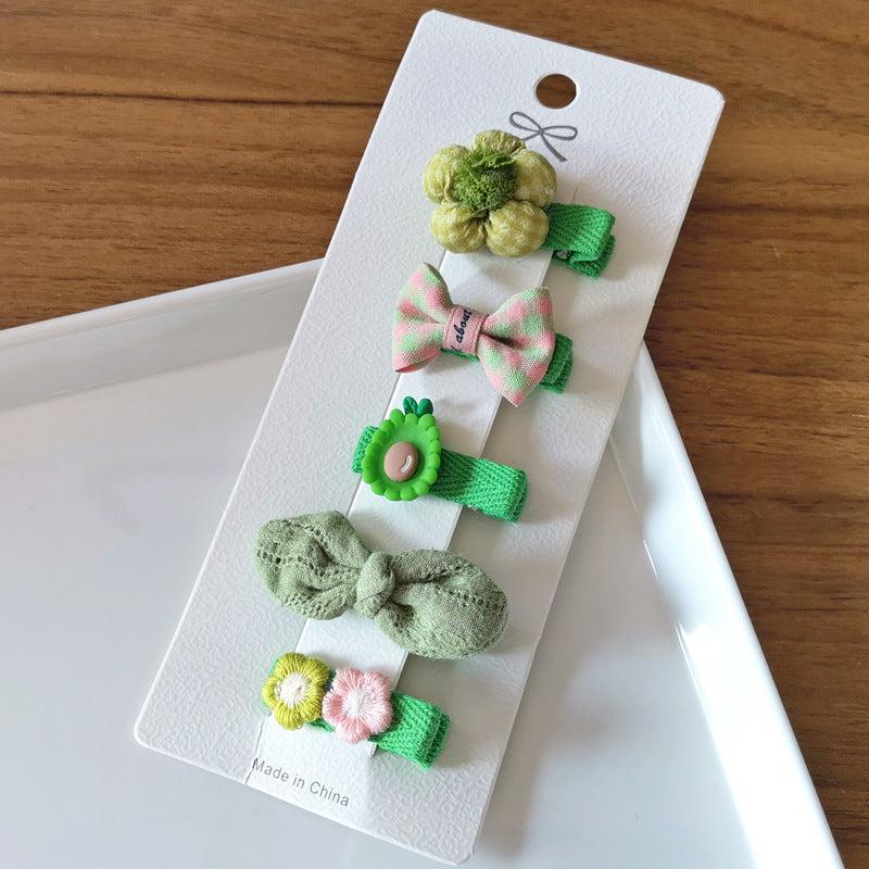 5pcs Cartoon Fruit Animal Flower Hairpin Set For Girls, Baby Bowk Hairpin Clips